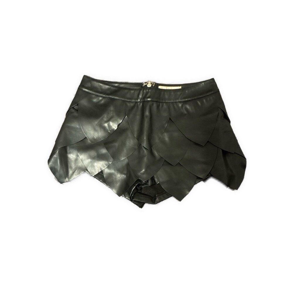 hot delicious Solid Black Vegan Faux Leather High Rise Mini Shorts Small